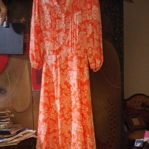 Nanette Lepore Orange Floral Long Sleeve Dress